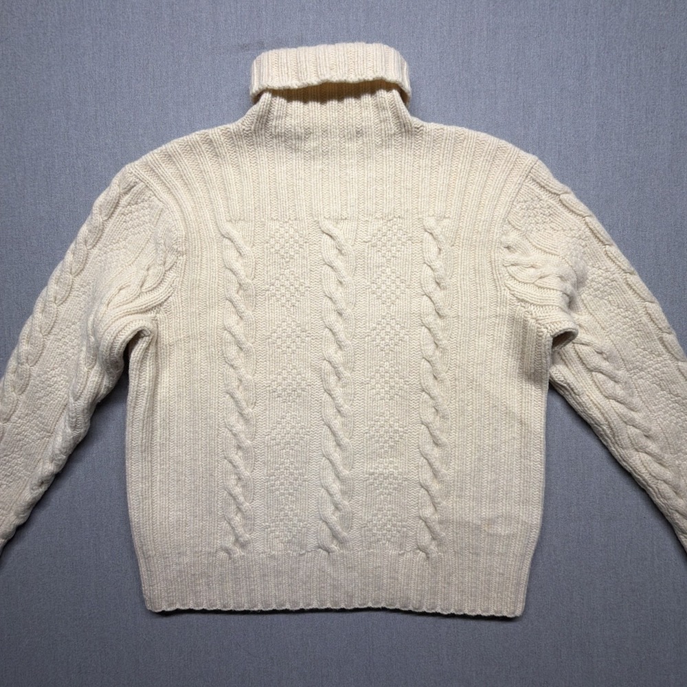 Vintage Polo Ralph Lauren Sweater Men Medium Lambswool Hand Knit Fisherman Cable - Picture 6 of 7